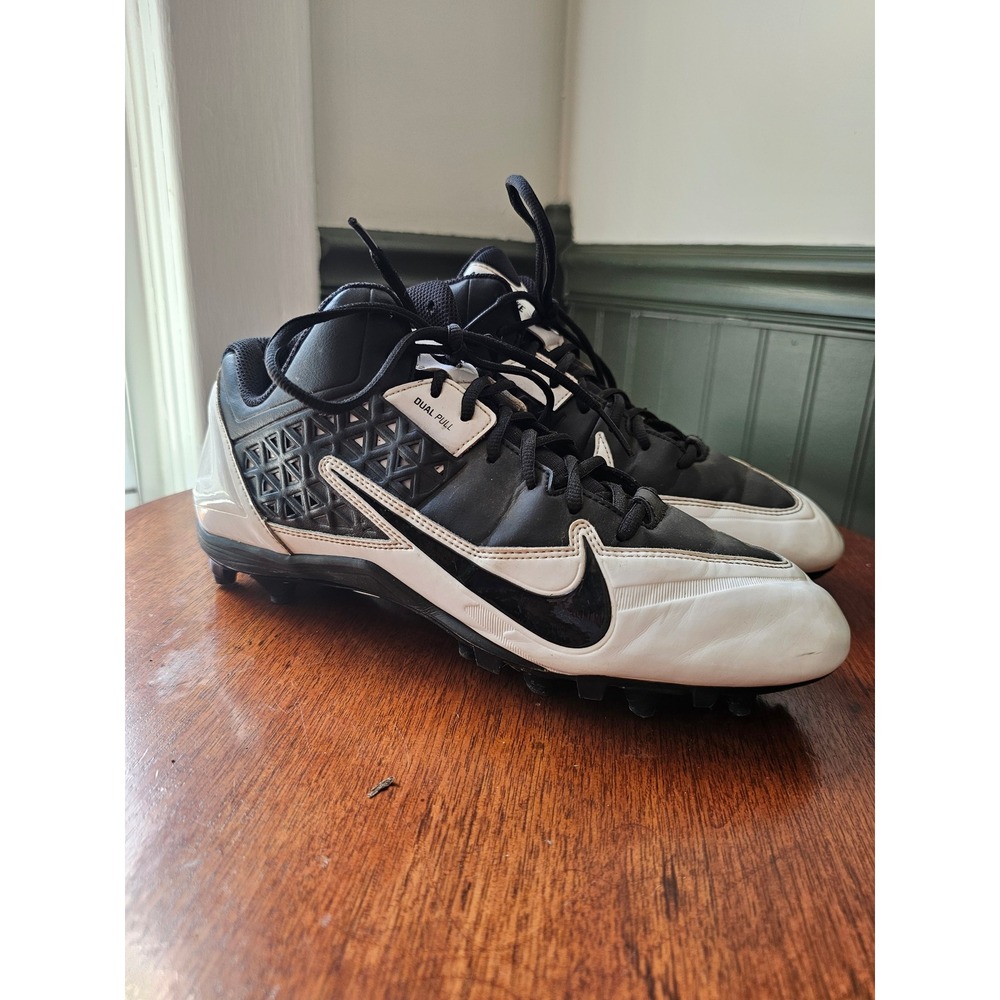 Nike Alpha Strike Dual Pull Football Cleats Mens 11.5 Black White‎ 579370-010